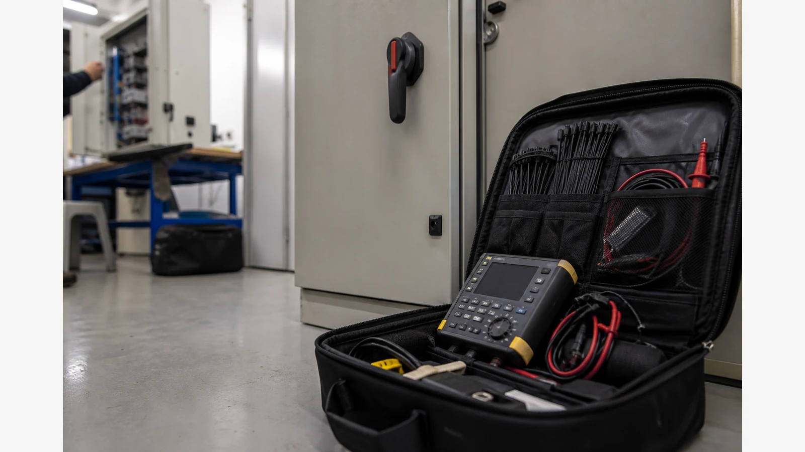 Portable handheld oscilloscope multimeter packed for UK field service diagnostics